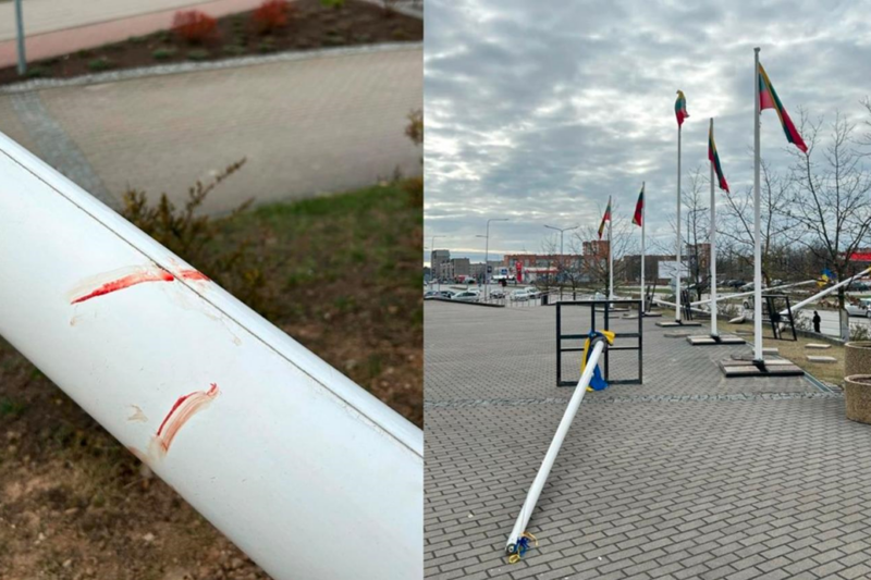 У Литві вандали повалили флагштоки з прапорами України