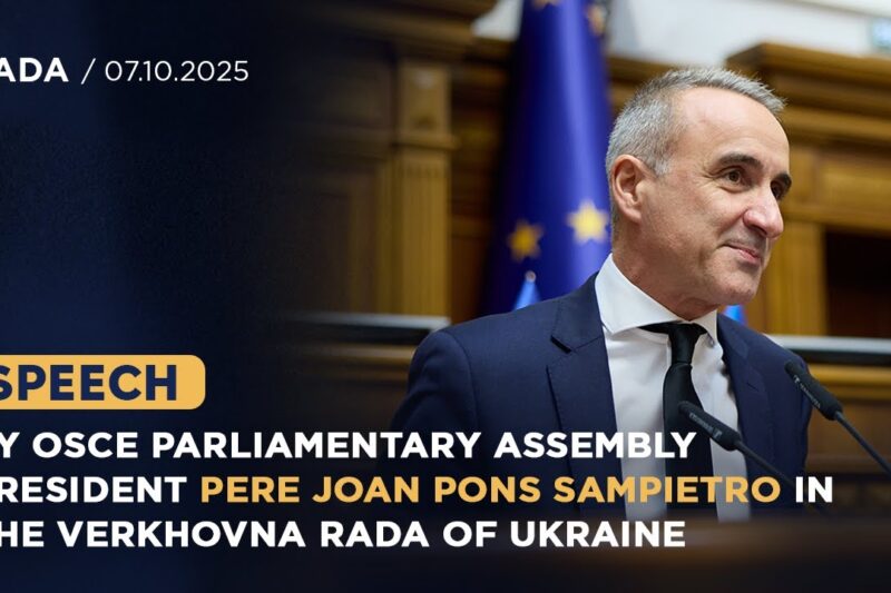 Speech by OSCE Parliamentary Assembly President Pere Joan Pons Sampietro in the Verkhovna Rada