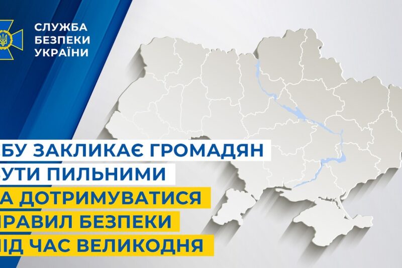 СБУ закликає громадян бути пильними та дотримуватися правил безпеки під час Великодня