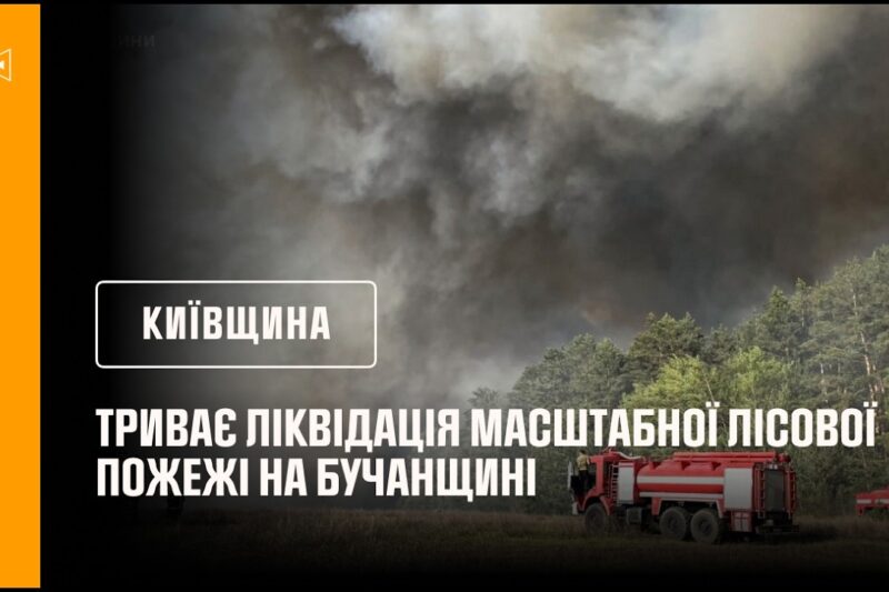 Київщина: триває ліквідація масштабної лісової пожежі на Бучанщині
